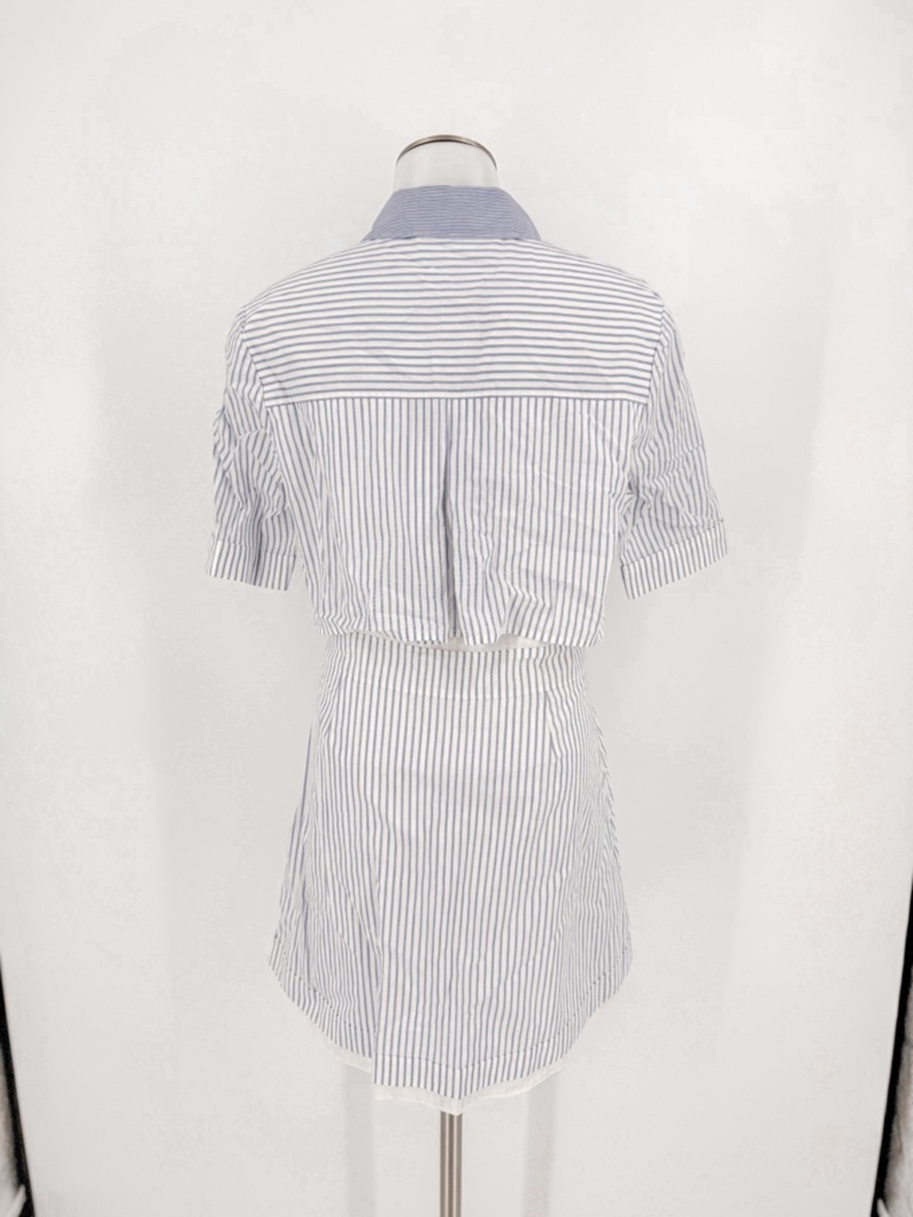 Veronica Beard Blue and White Striped Shirt Dress - Picture 4 of 6